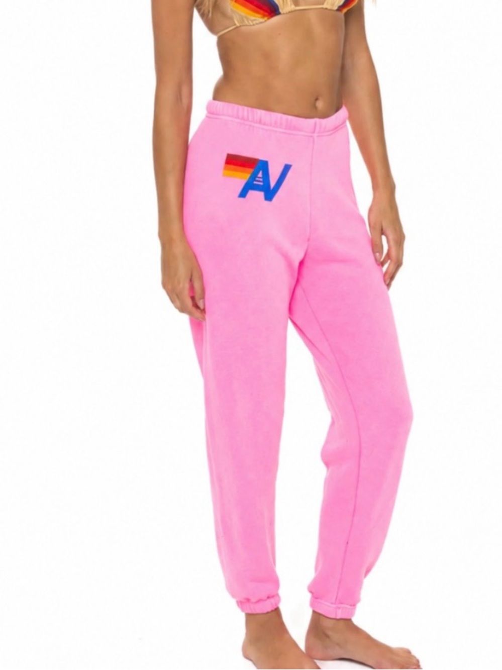 AVIATOR NATION LOGO SWEATPANTS Joggers in NEON PINK - SMALL immaculate HTF
